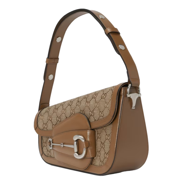 Gucci Gucci Horsebit 1955 small shoulder bag beige and ebony Detail 3