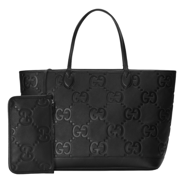 Gucci Jumbo GG large tote bag black leather Detail 5