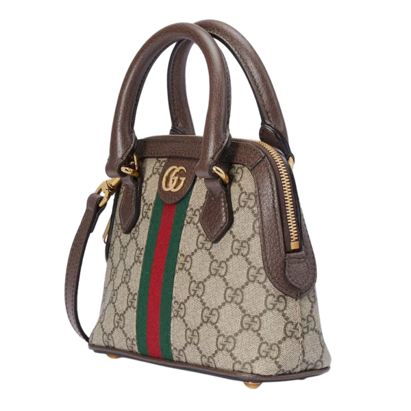 Gucci Ophidia GG mini top handle bag beige and ebony canvas Detail 3