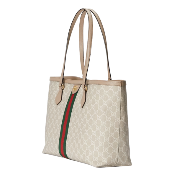 Gucci Ophidia medium GG tote beige and white canvas Detail 3