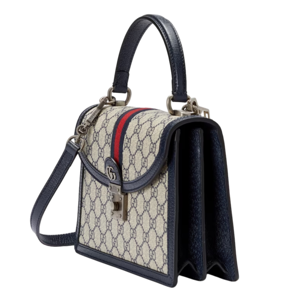 Gucci Ophidia small GG top handle bag beige and blue supreme Detail 3