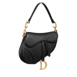 SADDLE BAG WITH STRAP Black Grained Calfskin (3)