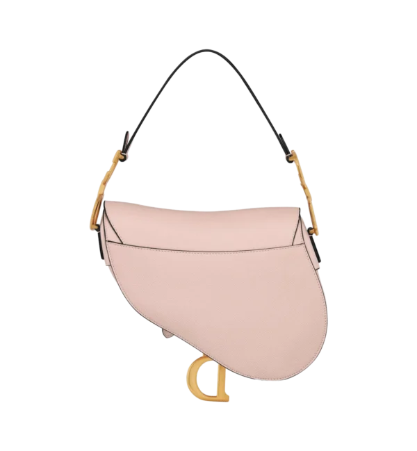 Saddle Bag with Strap Powder Pink Grained Calfskin