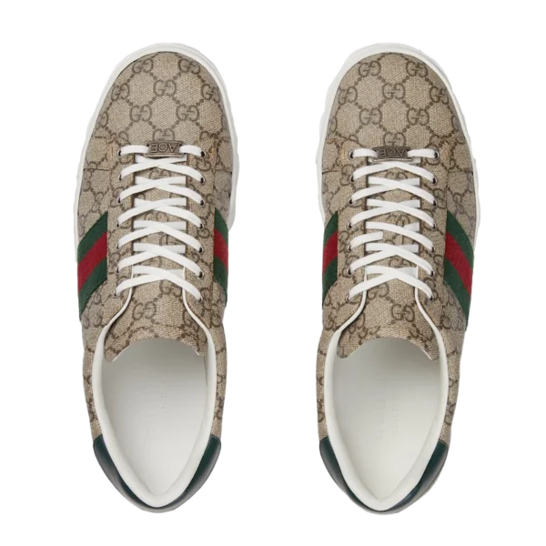 760775 FACMZ 9746 012 100 0000 Light Mens Gucci Ace trainer with Web