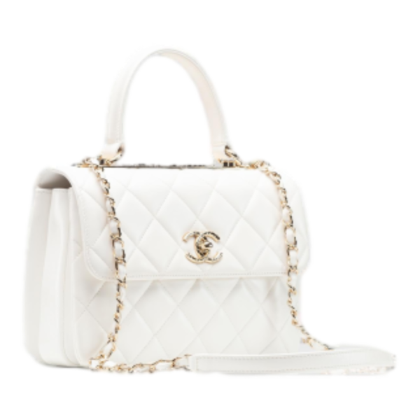 chanel lambskin quilted small trendy cc dual handle flap bag white