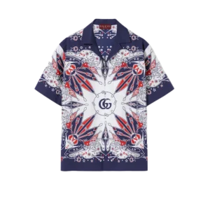 787257 ZAQPD 9059 001 100 0000 Light Double G bandana print cotton shirt